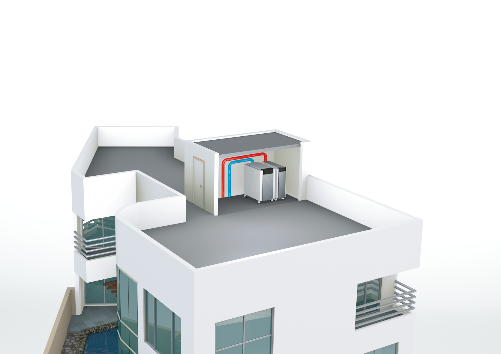 View of a rooftop installed system